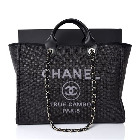 chanel deauville tote black|chanel deauville tote large size.